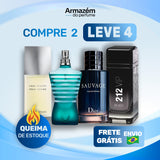 4 Perfumes Masculinos (100ml) - L’eau D’issey | 212 VIP Black | Le Male | Sauvage (5 Anos Armazém do Perfume)