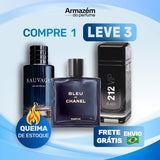 3 Perfumes Masculinos (100ml) - 212 VIP Black | Bleu de Chanel  | Sauvage (5 Anos Armazém do Perfume)
